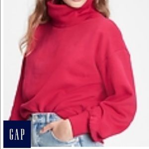 GAP Fleece Cranberry Red Turtleneck Sweater